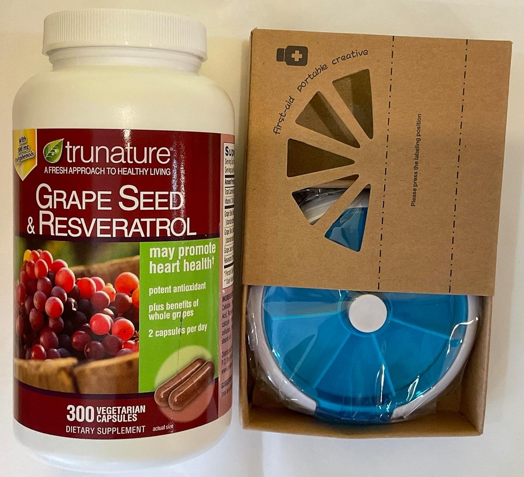 TruNature Grapefrugter med Resveratrol 300 Kapsler og HealthEmpire Pill Orgnizer Bundles (pakke med 1)