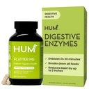 HUM Fatter mig fordøjelsesenzymer til kvinder og mænd, fordøjelsesmæssig sundhed Bloating supplement med ingefær & pebermynte Leaf, hurtig fungerende anti bloat piller Multi enzym til afbloating, Vegan, 60 kapsler