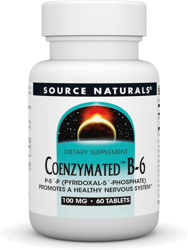 Source Naturals Coenzymated B- 6, P- 5 '- P (PYRIDOXAL- 5' - Phosphat) fremmer et sundt nervesystem * - 100 mg 60 tabletter