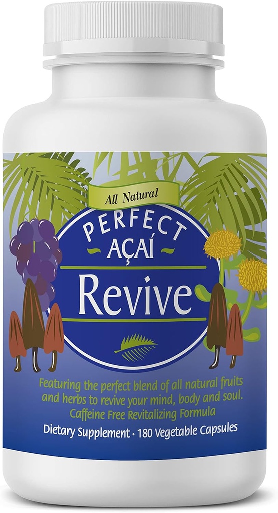 Perfect Supplements - Perfect Acai Revive - 180 Kapsler - Organic Acai, Cordyceps, Grape Seed Extract & Rhodiola Rosea