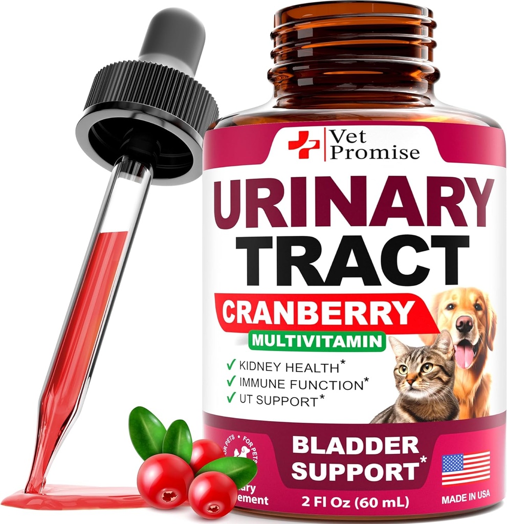 Cat & Dog UTI Treatment - Urinary Tract Infektion behandlinger med Cranberry - Hunde & Kat UTI Medicine - Advanced Nyre & Brege Support Multivitamin - Renal Health Supplement Vitaminer - Made in USA