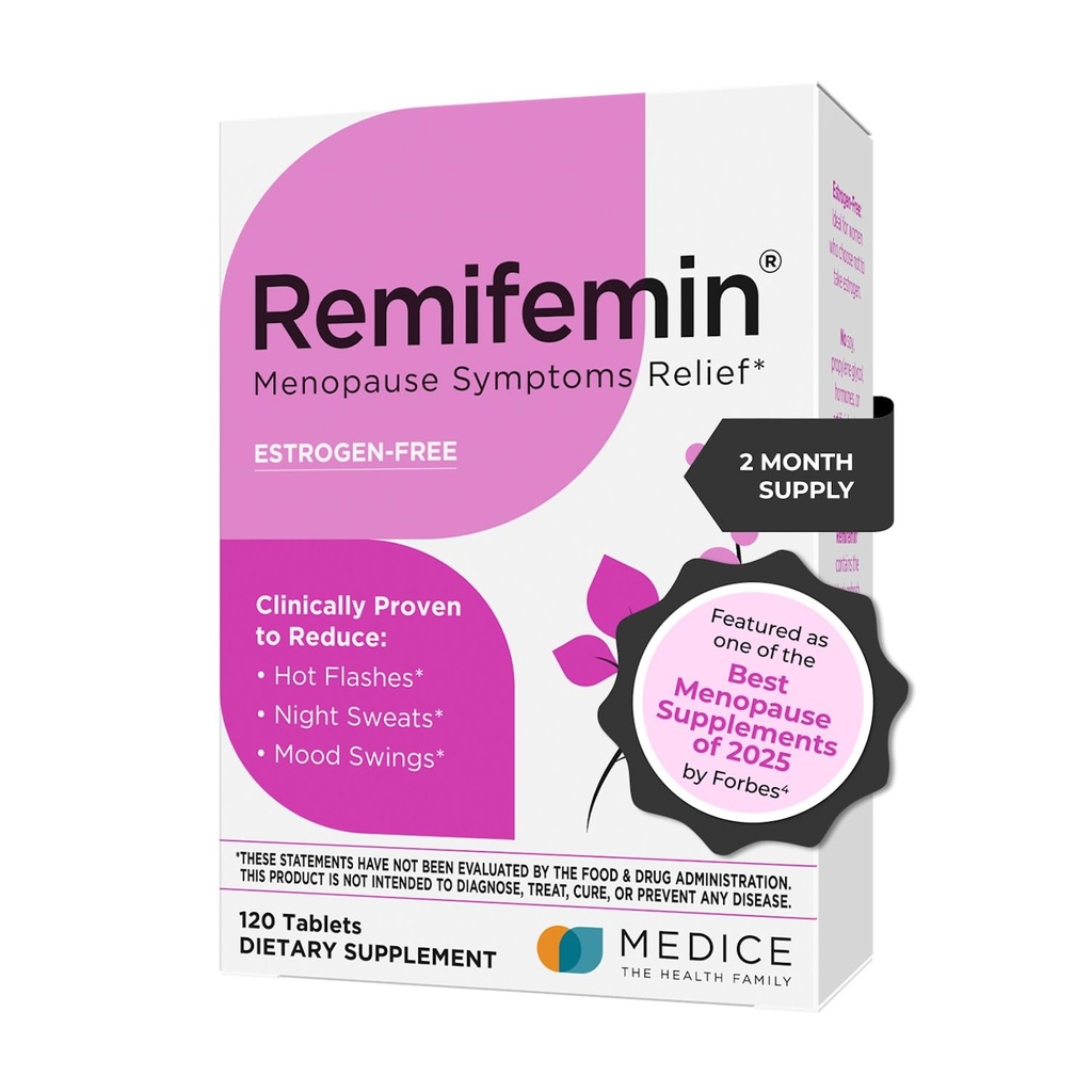Remifemin Menopause Symptomer Relief - Klinisk Proven Ingredienser - Menopause Kosttilskud - Black Cohosh - Estrogen-Free - Made in Germany - 120 tabletter