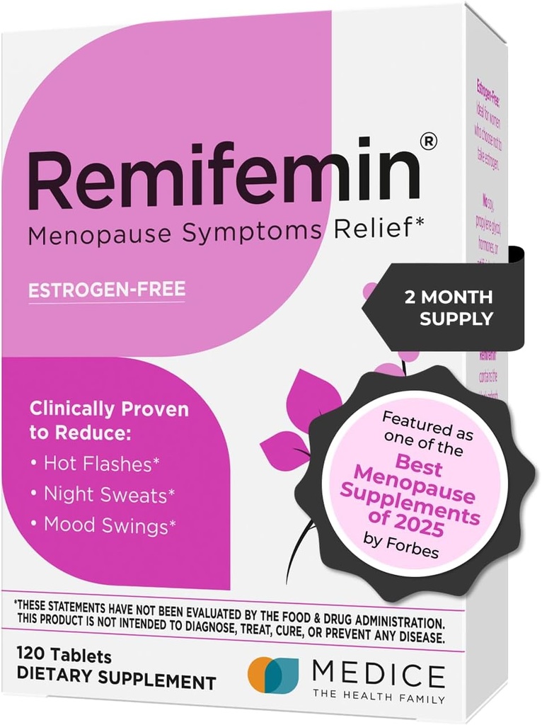 Remifemin Menopause Symptomer Relief - Klinisk Proven Ingredienser - Menopause Kosttilskud - Black Cohosh - Estrogen-Free - Made in Germany - 120 tabletter