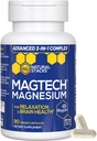 Magnesium Magtein L- Threonat, Glycinat & Taurat - 200mg chelateret Magnesiumkompleks - MagTech Magnesiumsupplement til afslapning og hjernesundhed - 90 kapsler