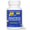 Magnesium Magtein L- Threonat, Glycinat & Taurat - 200mg chelateret Magnesiumkompleks - MagTech Magnesiumsupplement til afslapning og hjernesundhed - 90 kapsler