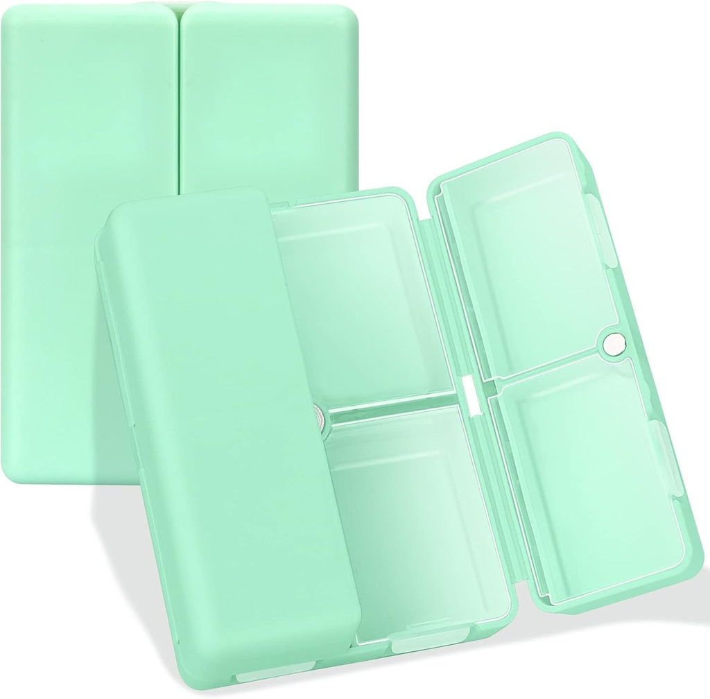 FEST Daily Pill Organizer, 7 Compartments Portable Pill Case Travel Pill Organizer, [Folding Design] Pill Box for Purse Pocket til at holde vitaminer, Torve Lever Oil, Kosttilskud og Medicin-Green