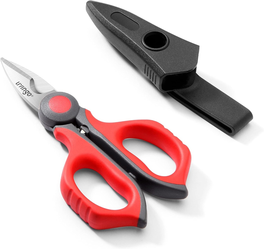 LIVINGO Elektrician Saks: 6 Tommer Sharp Heavy Duty Wire Shears - Rustfrit stål Serrated Notch Blade med bælte Clip, Stripper Fiber Optic, Crimping Aluminium Kobber Soft Cable Line