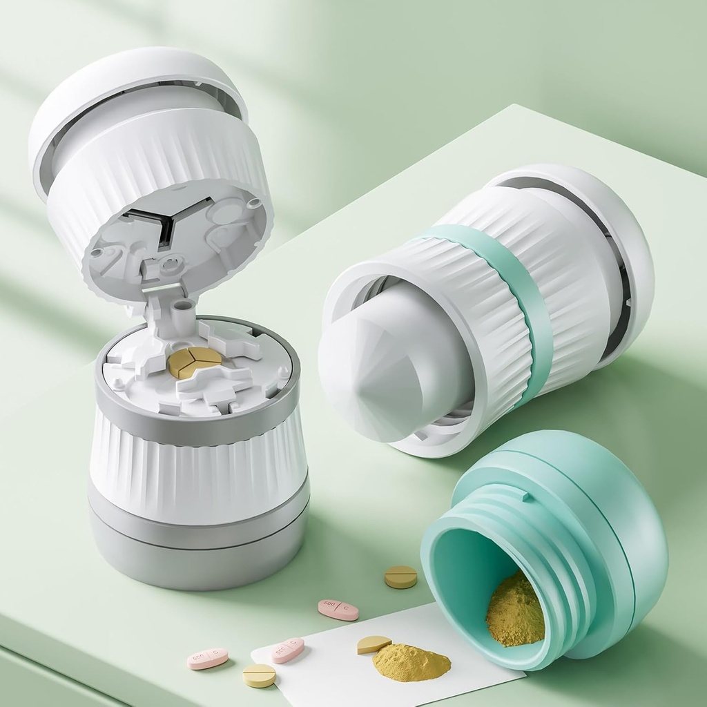 Pill Cutter - Pill Splitter med rustfrit stål klinge til skæring små piller eller store piller i en tredje, Pill Cutter 1 / 3, Egnet til cuting vitaminer, tabletter (1-3 Grå)