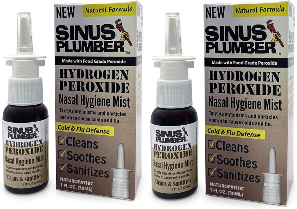 Sinus blikkenslager Hydrogen Peroxid Nasal Spray 2 Pack - Neutraliserer Airborne Partikler til Nasal Hygiejne og immunforsvar