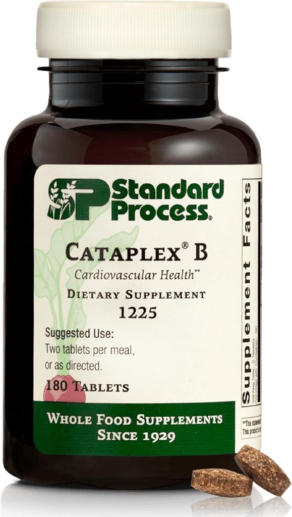 Standard Process Cataplex B - Nervesystemet & Heart Health Supplement - Indeholder B vitaminer til energistøtte - Understøtter energi Metabolisme - Non- Dairy & Non- Soy - 180 tabletter (90 Servering)