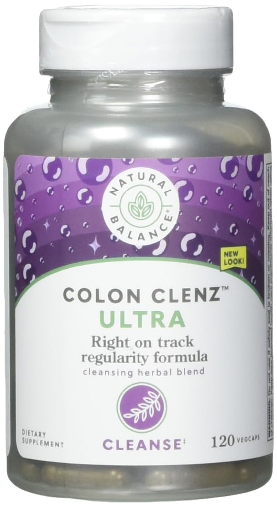 Natural Balance Ultra Colon Clenz; Herbal Colon Cleanse & Detox Supplement Note 124; Gendel & Dependible Overnight Formel 124; 120 Vegetariske kapsler