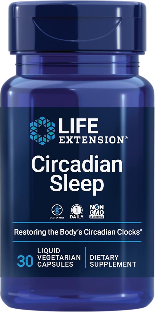Life Extension Circadian Sleep, nobiletin Citrus Extract, Sleep Support, Sleep Health, Gendanne din krops Sleep- Wake Cycle, 1,5 mg melatonin, Gluten Free, Non- GMO, Vegetar, 30 flydende kapsler