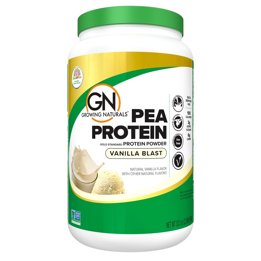 Dyrkning Naturals Raw Pea Protein Powder, Vegan Plant Based Protein, BCAA, Low- Carb, Low- Sugar, Vanilla Blast, 2 Pund (pakke med 1)