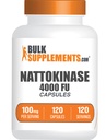 BulkSupplements.com Nattokinase 4000 FU Kapsler - Nattokinase Supplement, Sourced from Natto Extract, Nattokinase 100mg - Gluten Free, 1 Kapsel per Serving, 120 Kapsler (Pakning med 1)