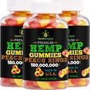 3PACK Hamp Gummies Premium HempOil Fresh Peach Rings Hamp Gummy- til søvn, rolig, slap af, chill- Natural edibles Party- Made in USA