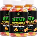 3PACK Hamp Gummies Premium HempOil Fresh Peach Rings Hamp Gummy- til søvn, rolig, slap af, chill- Natural edibles Party- Made in USA