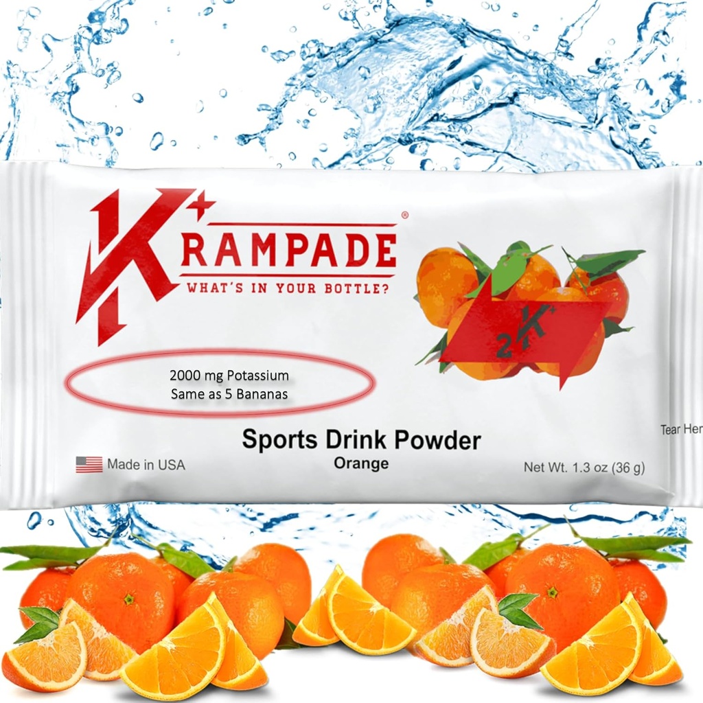 Krampade Original 2K - 2000 mg Kalium Electrolyte Powder Drink Mix 124; Cramp Relief - Hydration - Øget ydeevne