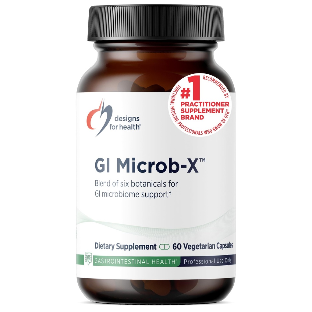 Design til sundhed GI Microb- X - Botanical Gut Support, Cleanse + Detox supplement med Tribulus, Berberine + Barberry Extract - Vegetar + Non- GMO (60 kapsler)