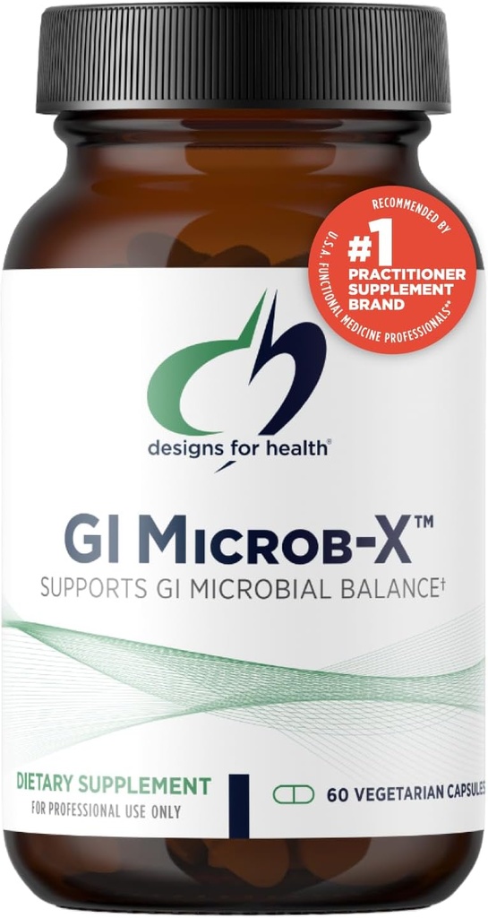Design til sundhed GI Microb- X - Botanical Gut Support, Cleanse + Detox tillæg med Tribulus, Berberine + Barberry Extract - Vegetarisk + non- GMO (60 kapsler)
