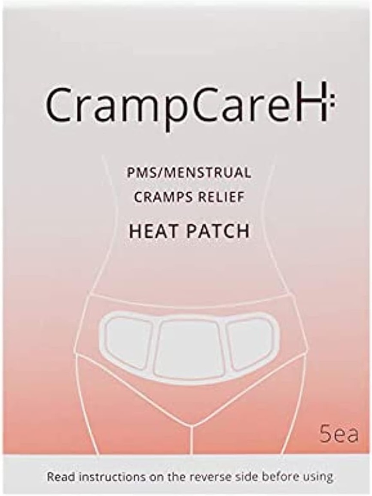 (5 patches) CrampCareH PMS / menstruelle kramper Relief Heat Patch med brede vinger, FDA registreret