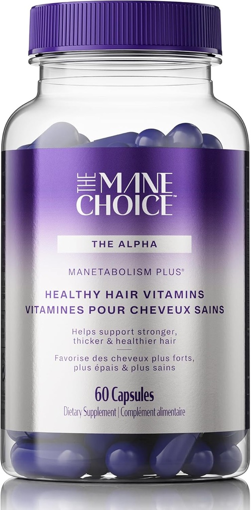 Mane Choice MANETABOLISM Plus sund hårvækst Vitaminer - Kosttilskud til længere, tykkere, sundere hår - Hår hud & negle Vitaminer for kvinder og mænd (60 kapsler) Emballage Kan Vary