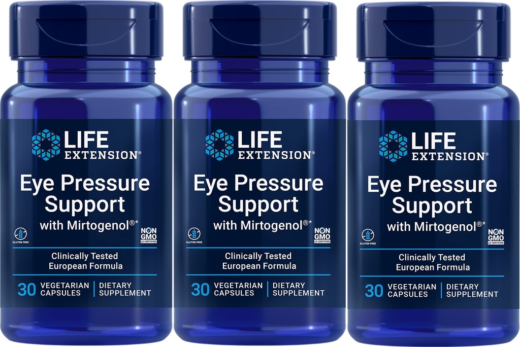Life Extension Eye Pressure Support med Mirtogenol, Vcaps 30 Greve (pakke med 3)