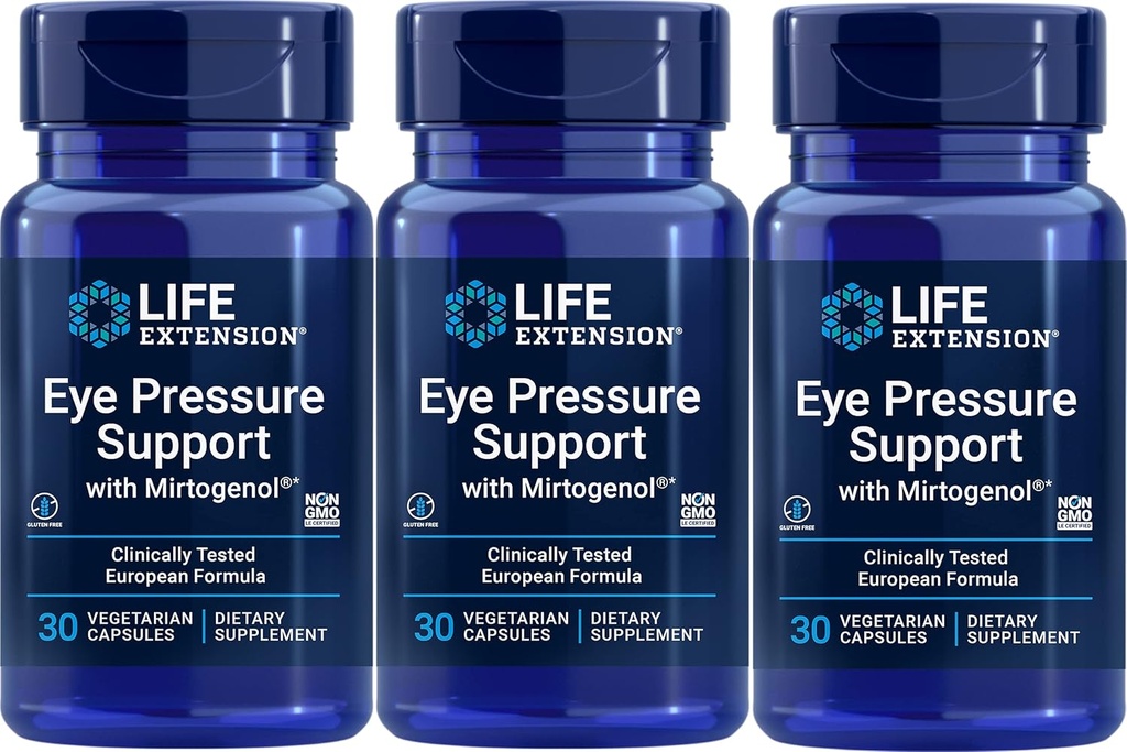 Life Extension Eye Pressure Support med Mirtogenol, Vcaps 30 Greve (pakke med 3)