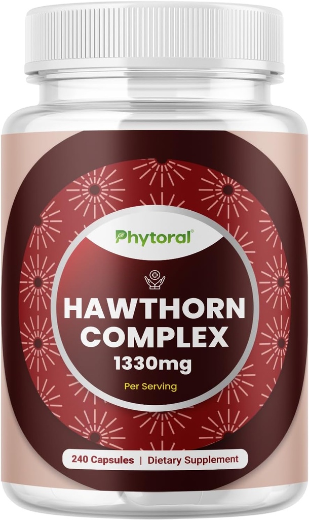 Høj styrke Hawthorn Berry Kapsler - Pure Antioxidant Hawthorn Berry tillæg med Leaf & Flower Extract 4: 1 for sund hjerte & fordøjelse - Energistøtte til mænd og kvinder - 240 Count Pack