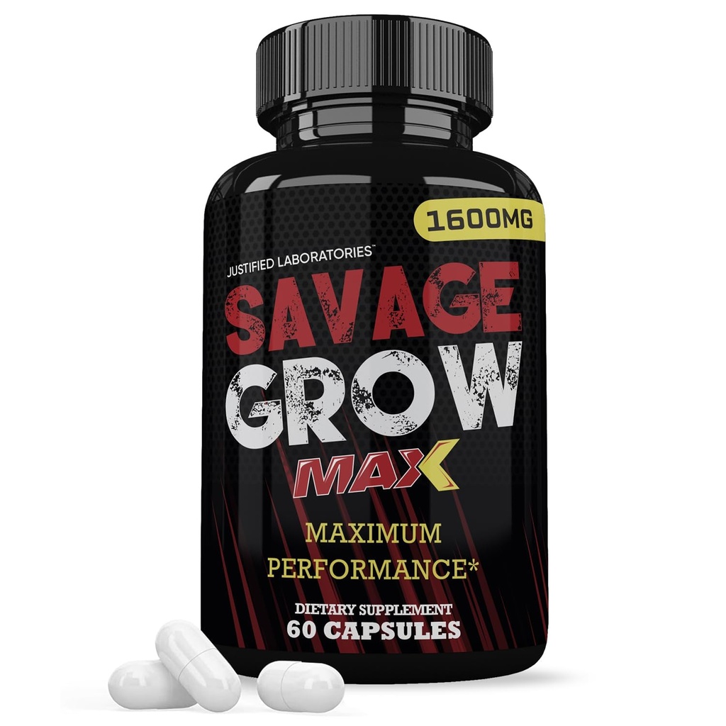 Justified Laboratories Savage Grow Max 1600MG Advanced Men 's Heath Formel 60 Kapsler