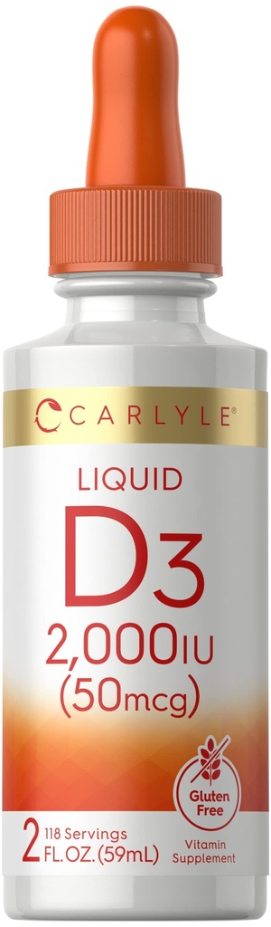Carlyle Liquid Vitamin D3- 124; 2000 IE - 124; 2 oz - 124; Vegetar, ikke- GMO, og Gluten Free Formel 124; 50mcg - 124; D-vitamin - flydende dråber til voksne