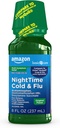 Basic Care Night Cold & Flu Relief, Pain Reliever, Feber Reducer, Host suppressant & Antihistamin Liquid, Original Flavor, 8 fl oz (Pack of 1)