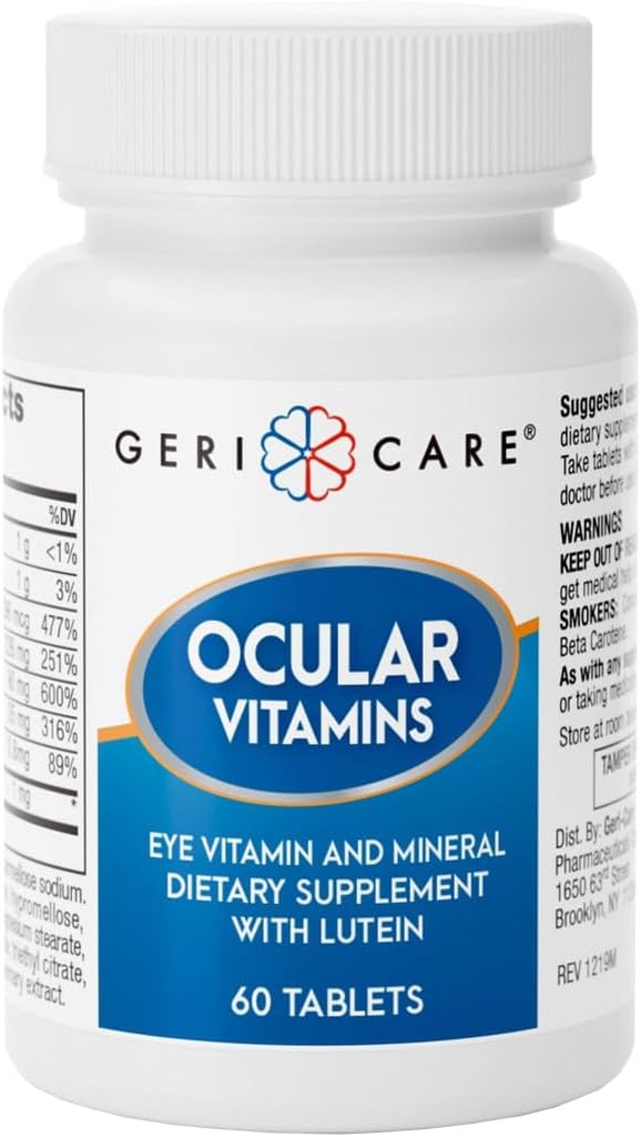 GeriCare Okulære Vitaminer, Eye Vitaminer og Min med Lutein, Kosttilskud Tablets, 60 Greve (pakke med 1)