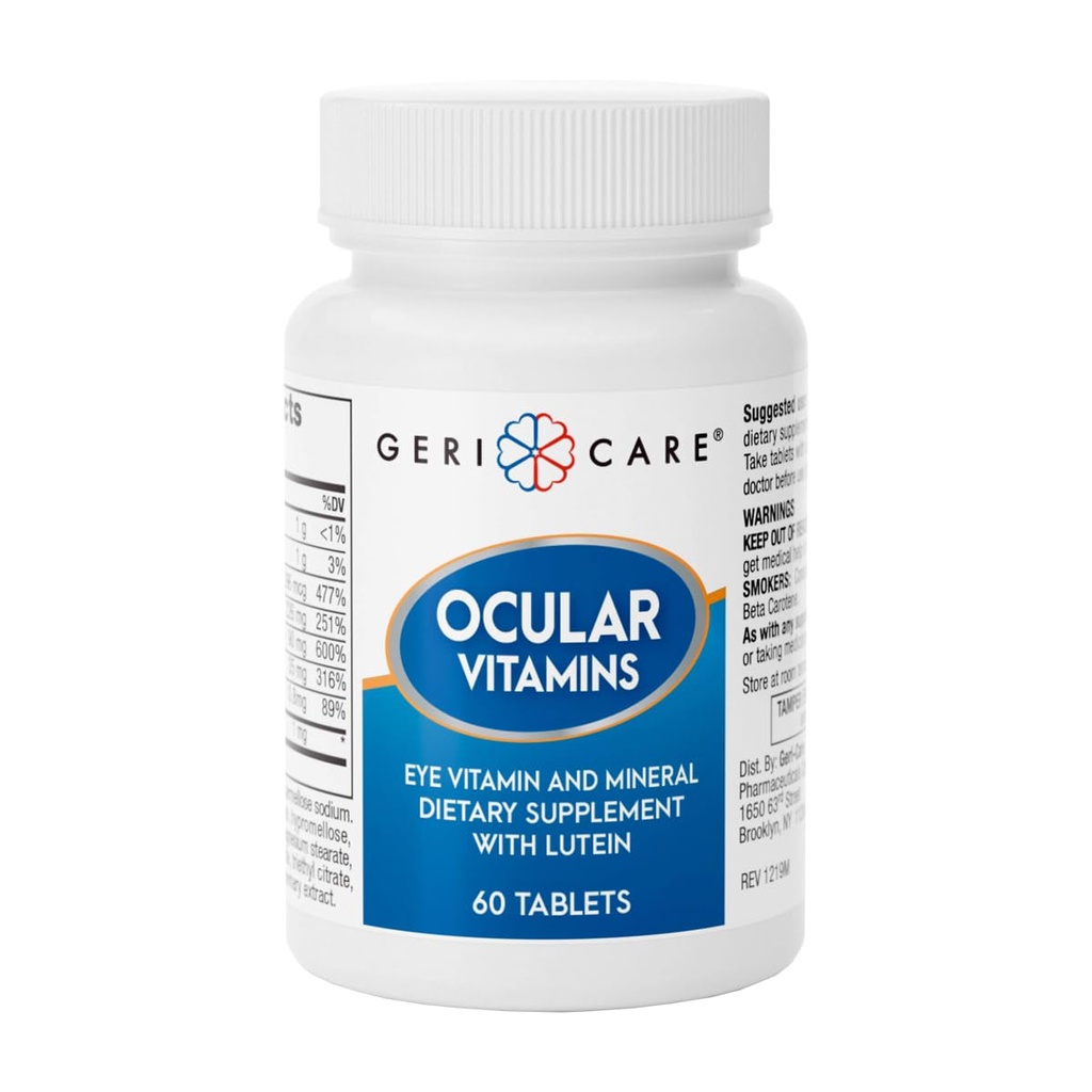 GeriCare Okulære Vitaminer, Eye Vitaminer og Min med Lutein, Kosttilskud Tablets, 60 Greve (pakke med 1)