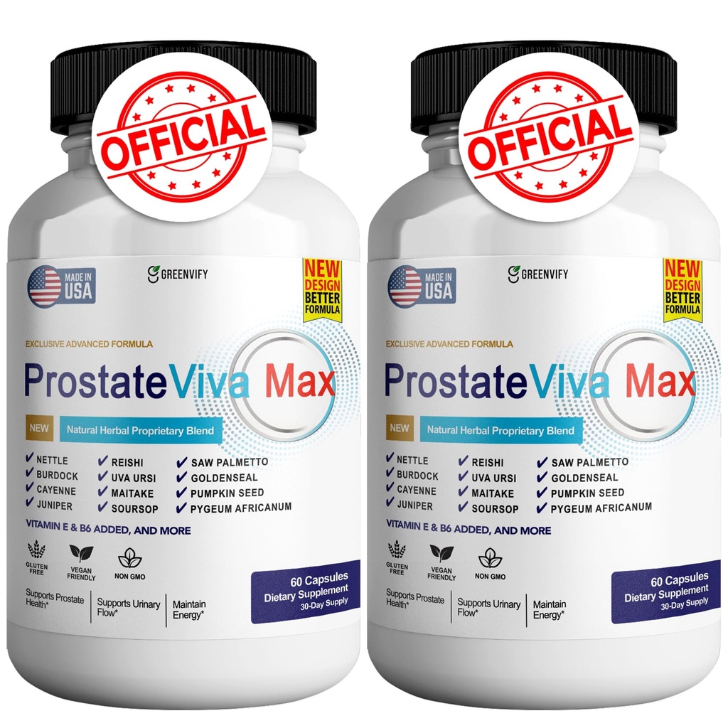 ProstateViva Max Kosttilskud til mænd kapsler, Sundhedstillæg - maksimal styrke, Alle naturlige til at understøtte normal og sund funktion (120 Kapsler)