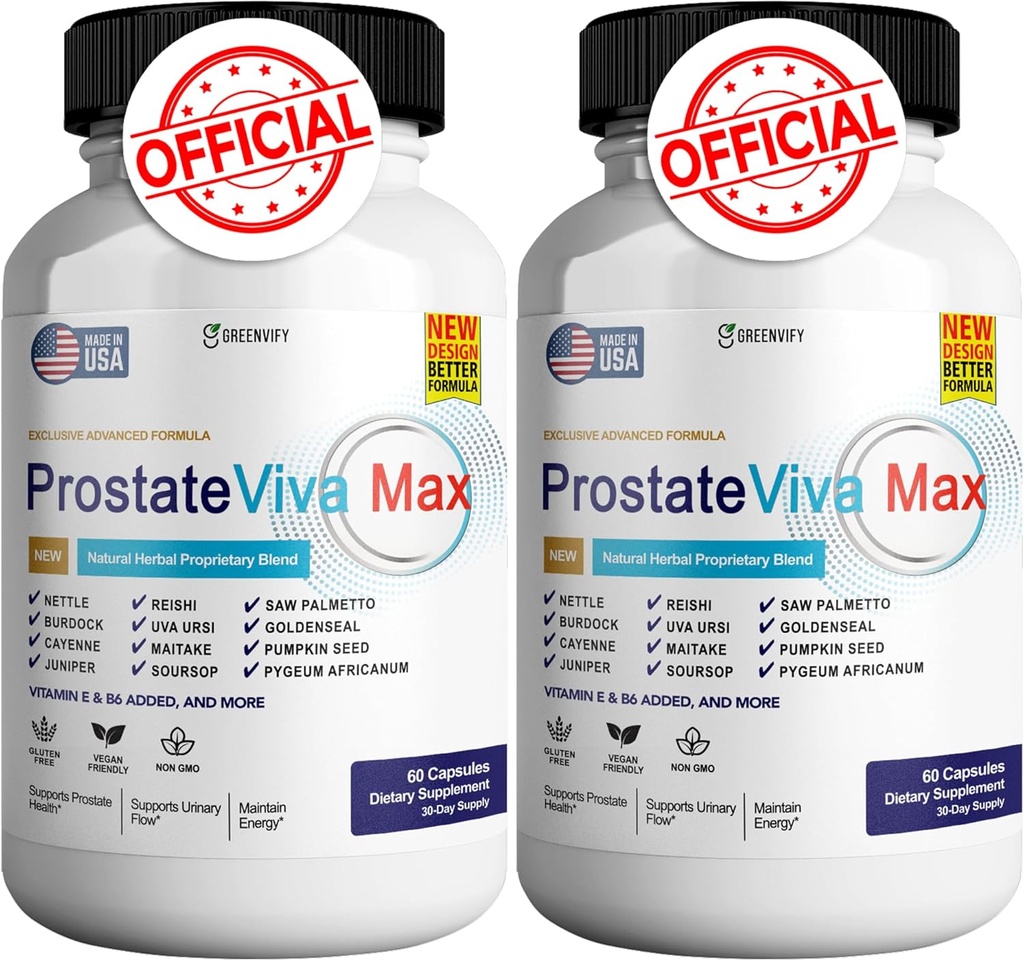 ProstateViva Max Supplements for Men Capsules, Health Supplements - Maximum Strength, All Natural to Support Normal & Healthy Function (120 Capsules)