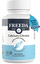 Freeda Calcium Citrate - Kosher Vegan Bone Strength Supplement - Understøtter Knogletæthed & Muskelfunktion - Calcium 1000mg per servering - Ingen tilsat D-vitamin - (100 tabletter)
