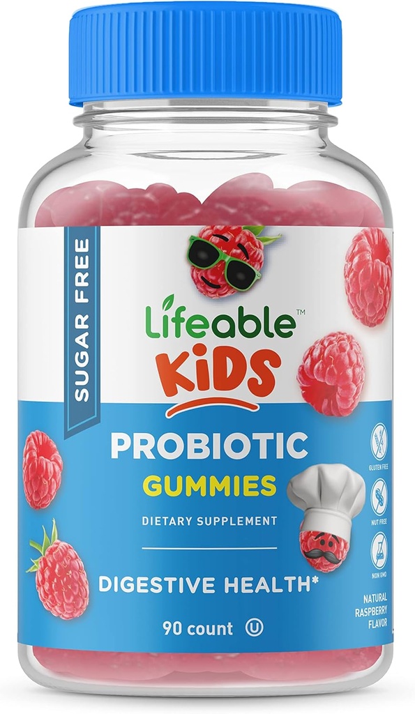 Lifeable Sugar Free Probiotics for Kids - Great Tasting Natural Flavor Gummy Supplement Chewable - GMO Free, Vegetar, Gluten Free - for Gut Sundhed og immunforsvar - for børn - 90 Gummies