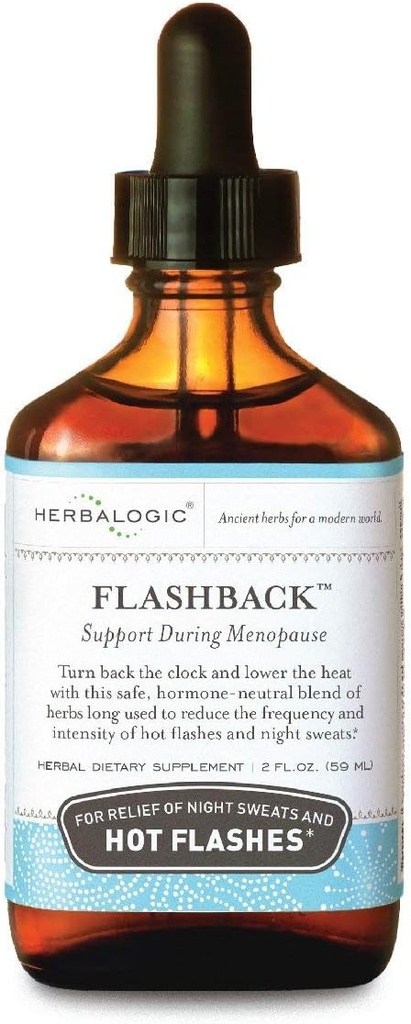 Herbalogic - Flashback Flydende Herb Drops - Naturlig Relief for Menopausale Hot Flashes, Night Sweats, søvnløshed, Irritability & Mood Swings - 2 Fl. Oz.