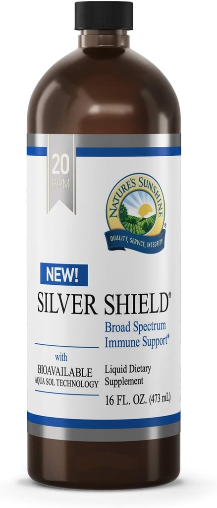 Nature 's Sunshine Silver Shield Liquid, 16 Fl Oz Shape 124; Kolloid Sølv Væske med Aqua Sol Teknologi giver immunforsvar og beskyttelse