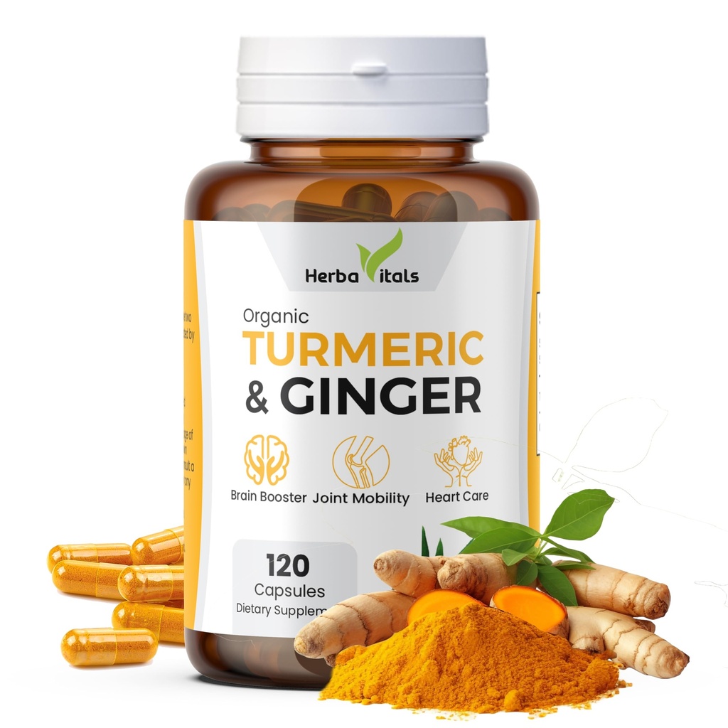 Gurkemeje og ingefær Kapsler; gurkemeje med ingefær (120 Kapsler) 500mg
