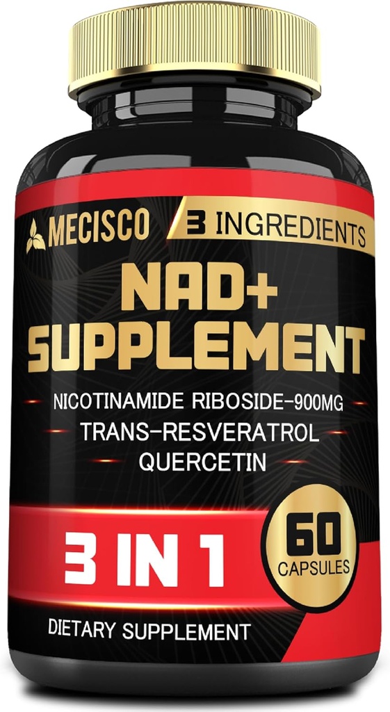3in1 NAD + Supplement 1200Mg - Nicotinamid Riboside med Trans Resveratrol & Quercetin - Cellulær aktivitet, immunforsvar, ældning sundhed - 60 Count Supply for 30 dage