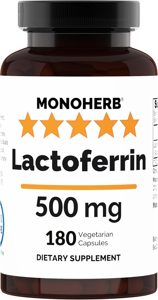 MONOHERB Pure Lactoferrin 500 mg - 180 Veg kapsler - 180 Servere - Tilsætningsstoffer fri