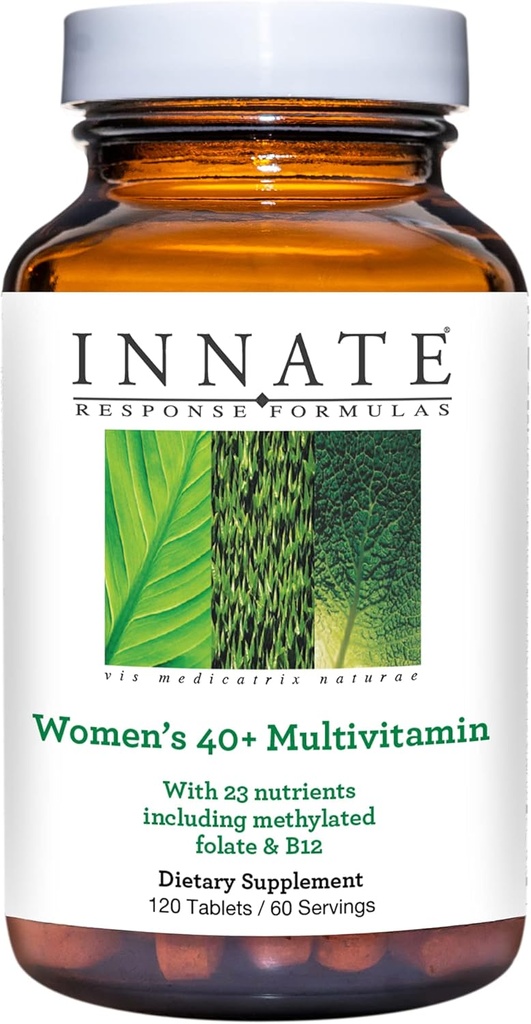 Innate Response Formulas Women 's 40 + Multivitamin - Daily Multivitamin for Women 40 og derover - Inkluderer methylfolat og B12 - Made without 9 Food Allergens - 120 tabletter (60 Servere)