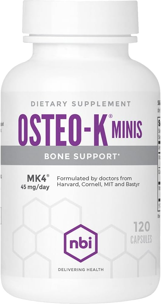 NBI Osteo- K Bone Support - Mini Note 124; D-vitamin & K Complex med Calcium Citrate Support 124; 45mg Vitamin K2 (MK4) for Stærk Bone Health & Function