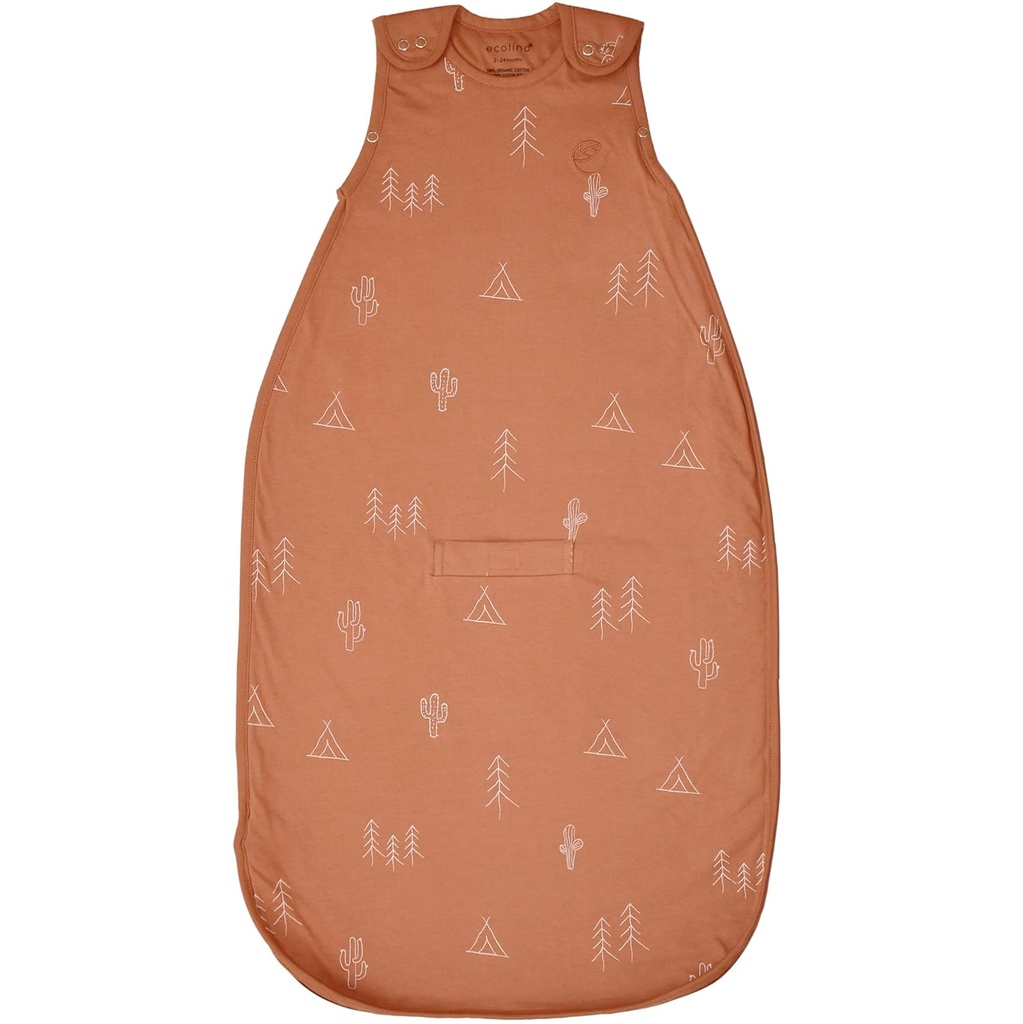 Ecolino Organic Cotton Baby Sleep Sack - 2-Way Zipper Baby Wearable Blanket - Infant til Toddler Sovepose Sack - 2 Måneder - 2 År - Ørken