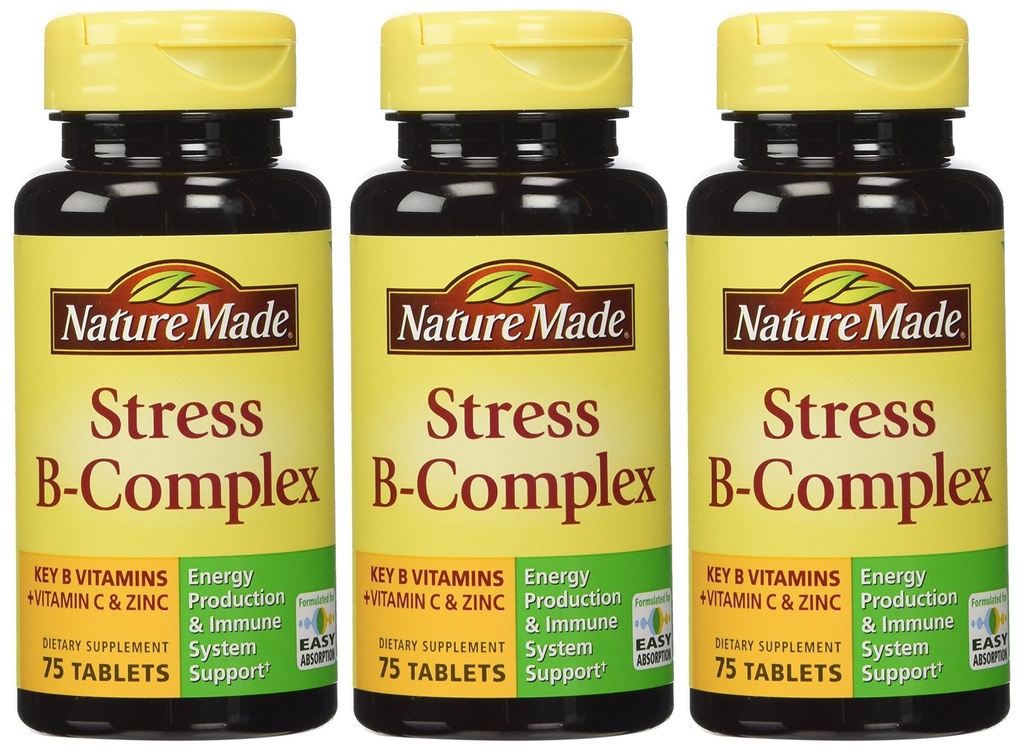 Natur Made Stress B Complex W Zink størrelse 75ct (pakke med 3) 225 ct I alt