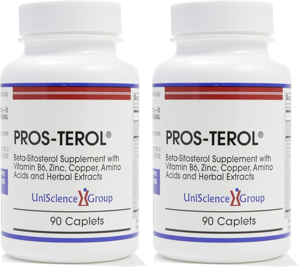 Pros- TEROL (2 Flaske kit), Prostate Relief med 900 mg Plant Steroler med Græskar frø, Stinging Nettle Root, Ginger Root, Lakrids Root Udtrækker 90 kapsler
