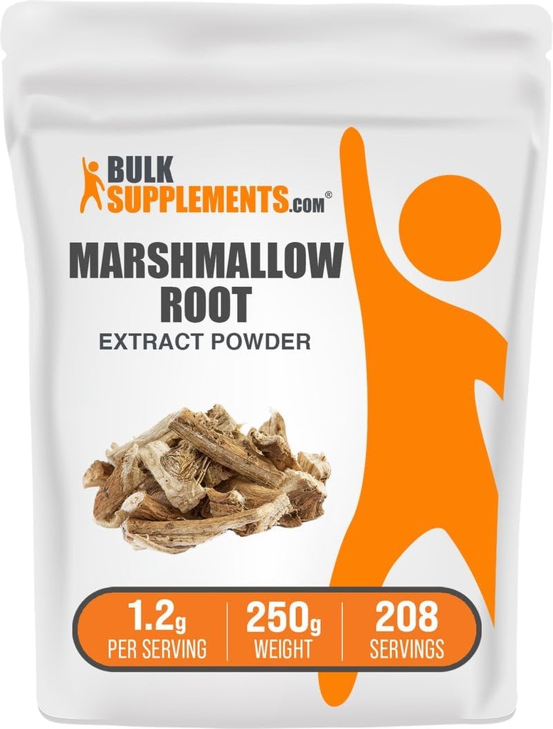 BulkSupplements.com Marshmallow Root Extract Powder - Marshmallow Root Supplement, Herbal Supplement - Gluten Free, 1,2 g per Serving, 250g (8,8 oz) (Pack of 1)