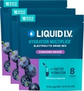 Liquid I.V. ® Hydration Multiplier - Concord Grape Note 124; Electrolyte Powder Drink Mix Blandet 124; 3 Pack (48 Servering)